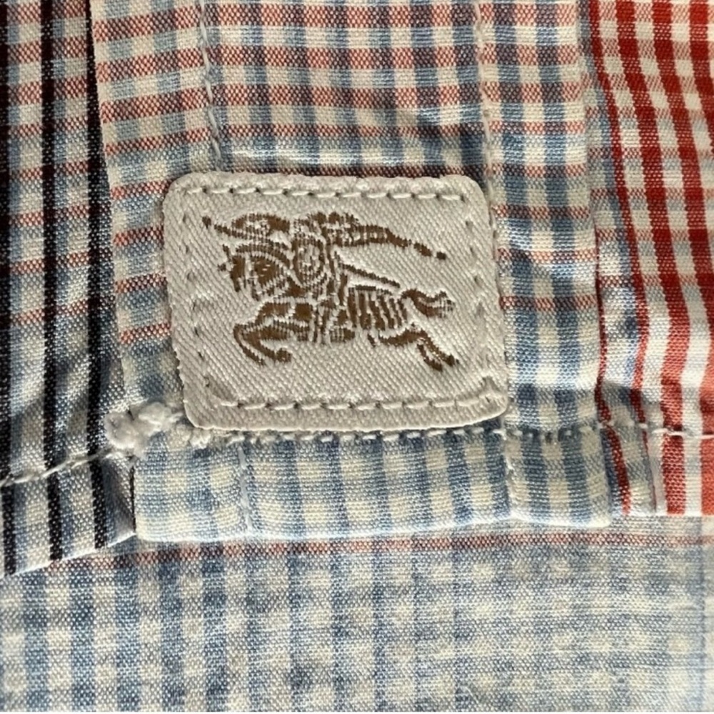 Burberry Blue and Red Plaid Dress Shirt With Double French Cuffs - Picture 4 of 8